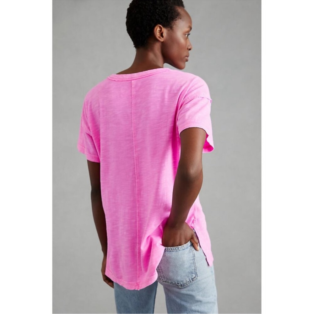 NWOT Pilcro × Anthropologie The Jordyn Cotton-Slub Crew-Neck Oversized Tee - Picture 6 of 9
